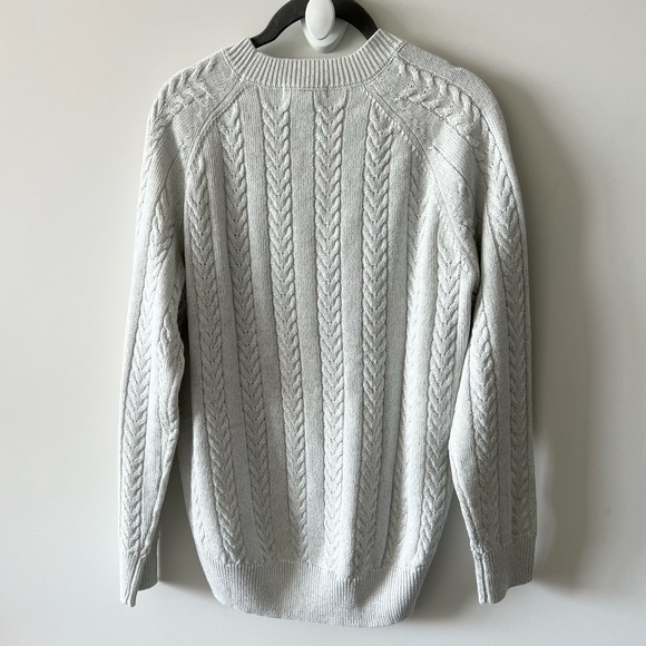 Athleta Crossroads Crew Sweater In Bright White Metallic Cable Knit H - Picture 5 of 12